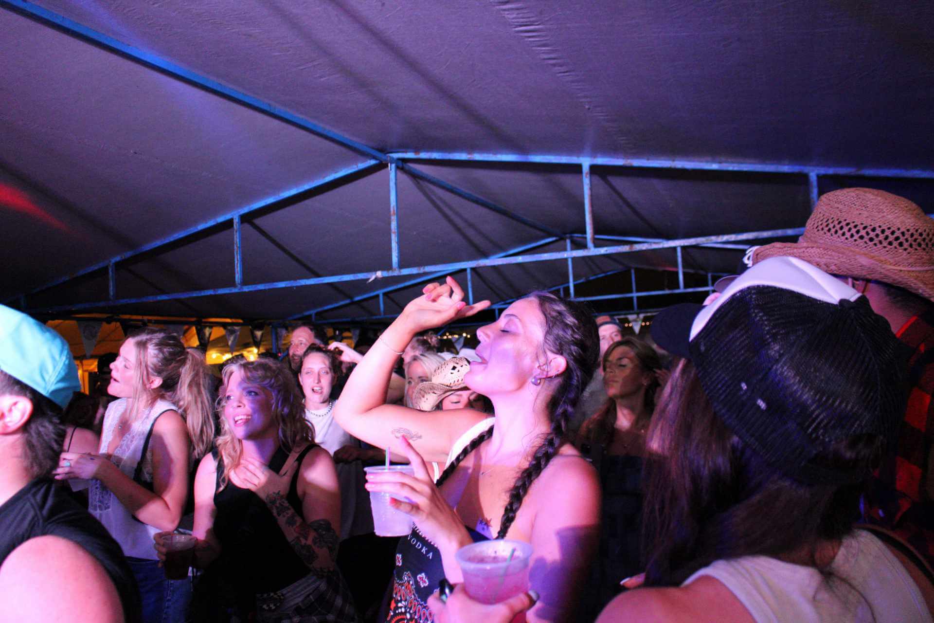 Crowd dancing to music
